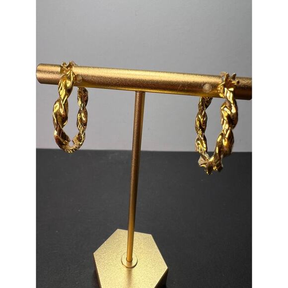 18k gold vermeil over sterling silver twisted hoop earrings - Picture 4 of 11